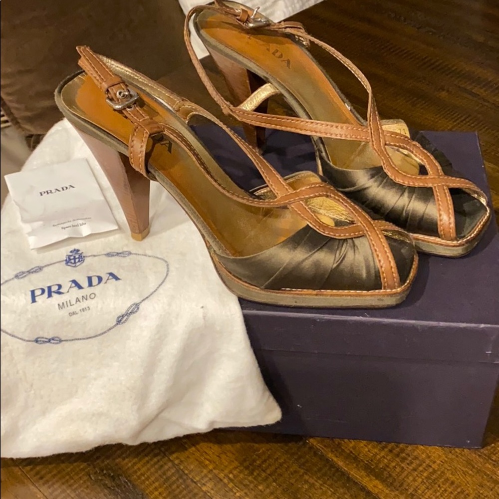 Prada Brown and Black Strappy Heels